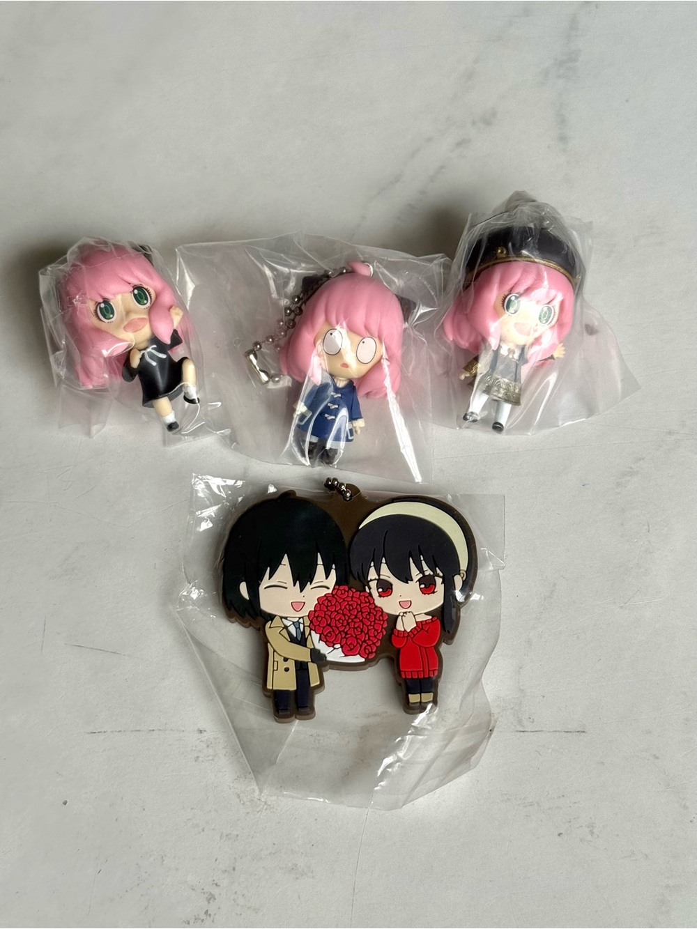 Spy x Family Anya Keychains Set x3 + Yor & Yuri Rubber Keychain Bundle Anime